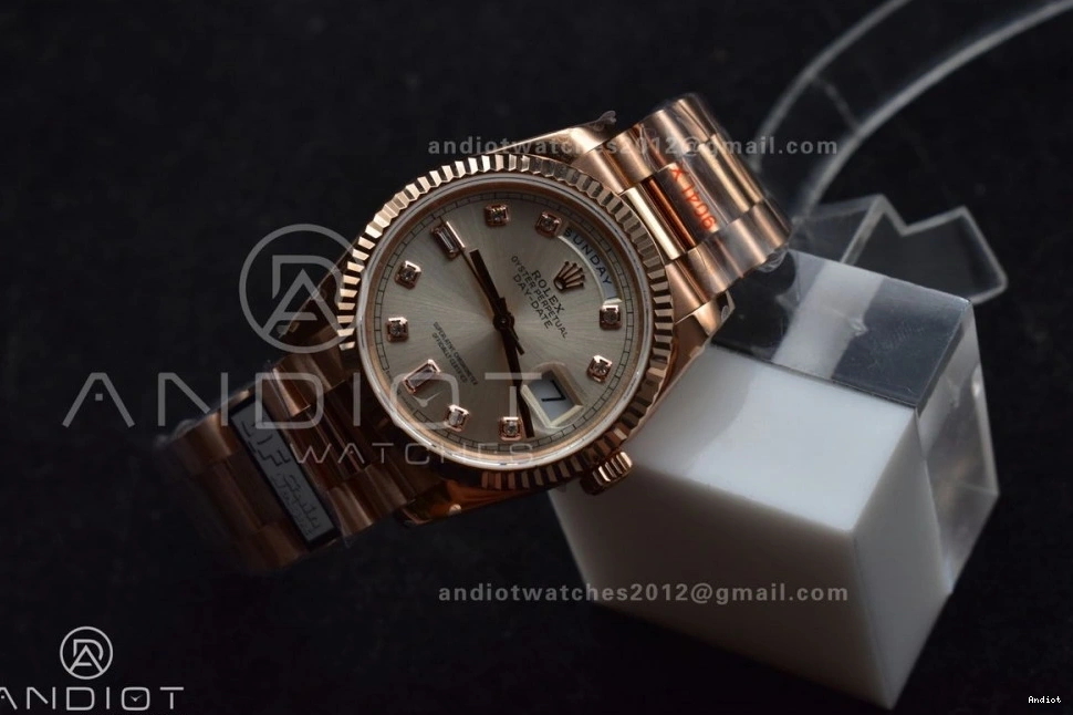 RG with Square 904L Diamond on 36 Bracelet Best Steel (Gain Silver Weight) DayDate Edition Dial President V5 QF vr3255 0310